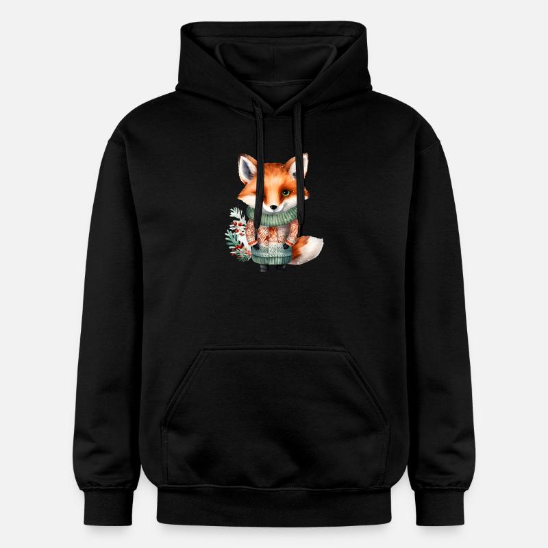 Renard d’hiver en pull - Sweat à capuche Softstyle® Gildan Unisexe - noir