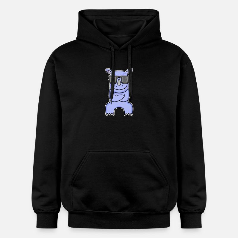 Hippopotame avec des lunettes - Sweat à capuche Softstyle® Gildan Unisexe - noir