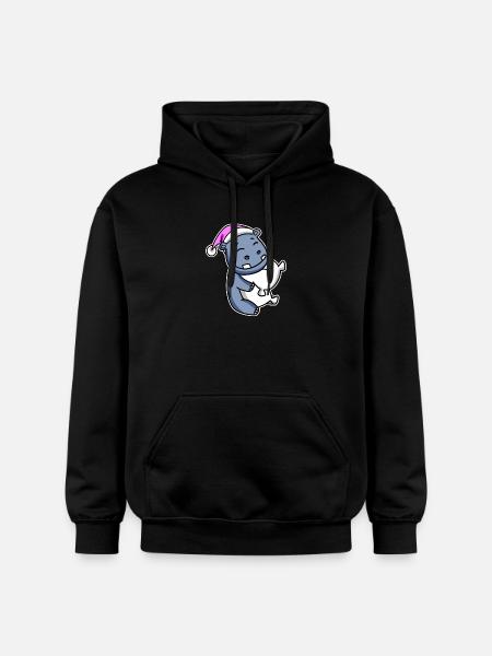 Hippopotamus Tired Sleeping Sleeping Girl - Gildan Unisex Softstyle® Midweight Hoodie - black