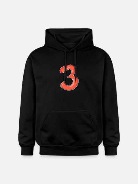 Three - 3 - Number 3 - Number 3 - Gildan Unisex Softstyle® Midweight Hoodie - black