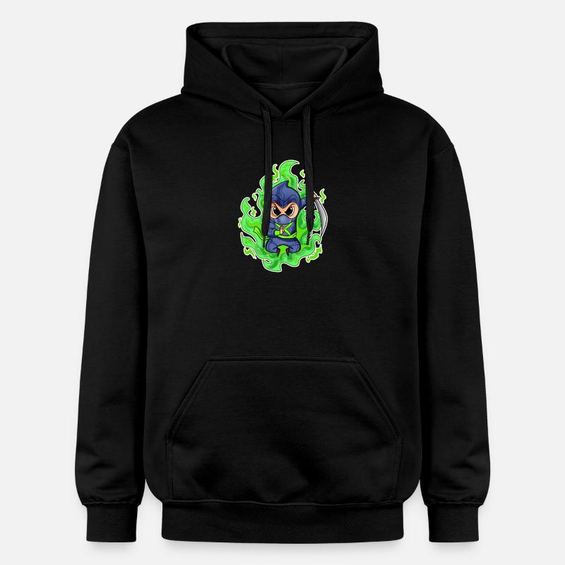 Motif Ninja Vert Feu - Sweat à capuche Softstyle® Gildan Unisexe - noir