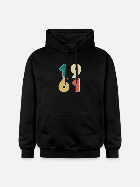 1961 - Född 1961 - Byggår 1961 - Gildan luvtröja unisex Softstyle® Midweight - svart