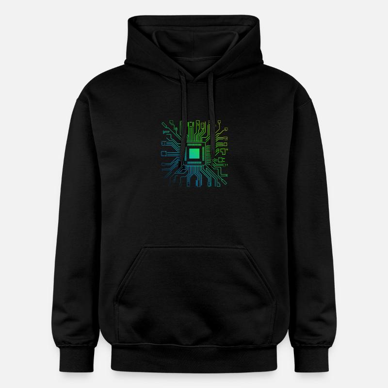 Bunte Computerplatine Tech Electronic - Gildan Unisex Softstyle® Midweight Hoodie - Schwarz