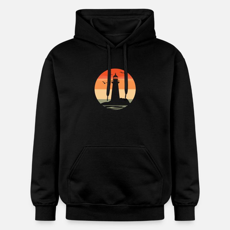 Phare au coucher du soleil - Sweat à capuche Softstyle® Gildan Unisexe - noir