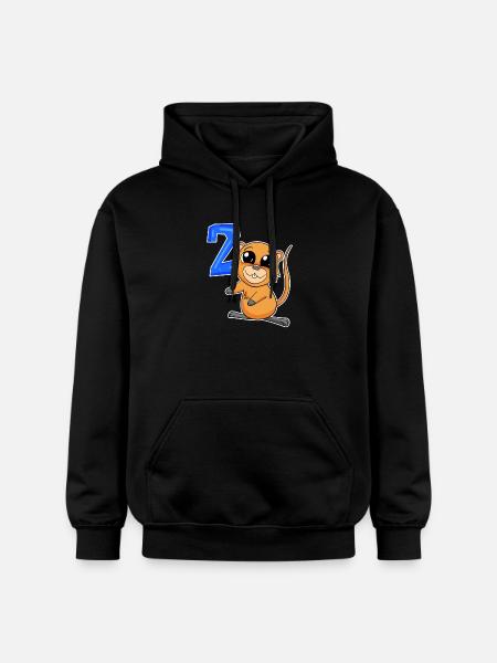 2 Motivo de cumpleaños Quokka - Dos años - Sudadera con capucha unisex de peso medio Softstyle® de Gildan - negro