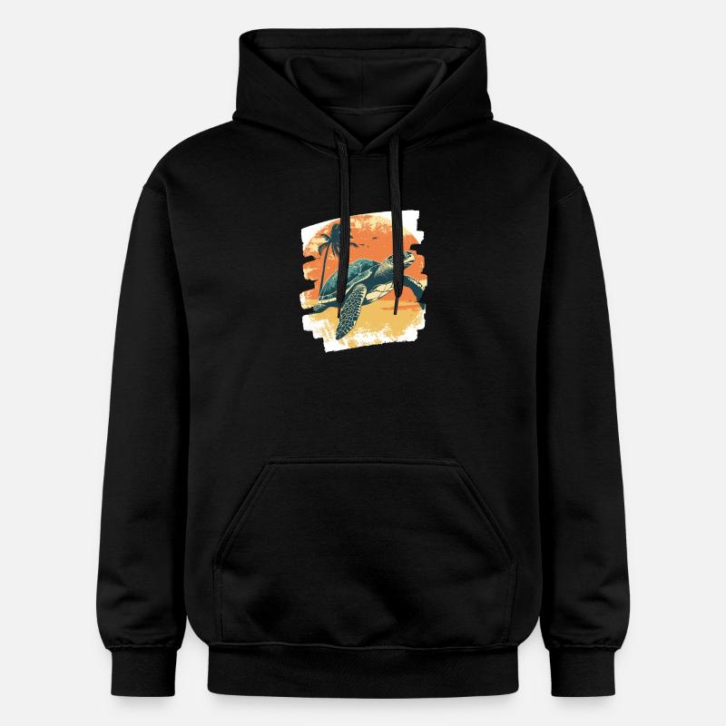 Tortue de mer rétro - Sweat à capuche Softstyle® Gildan Unisexe - noir