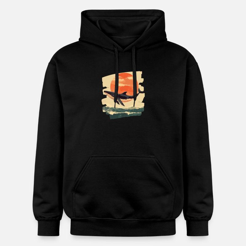 Baleine Rétro - Sweat à capuche Softstyle® Gildan Unisexe - noir