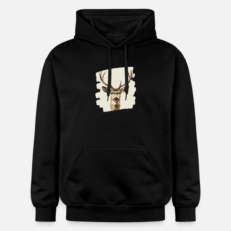 Cerf avec bois - Sweat à capuche Softstyle® Gildan Unisexe - noir