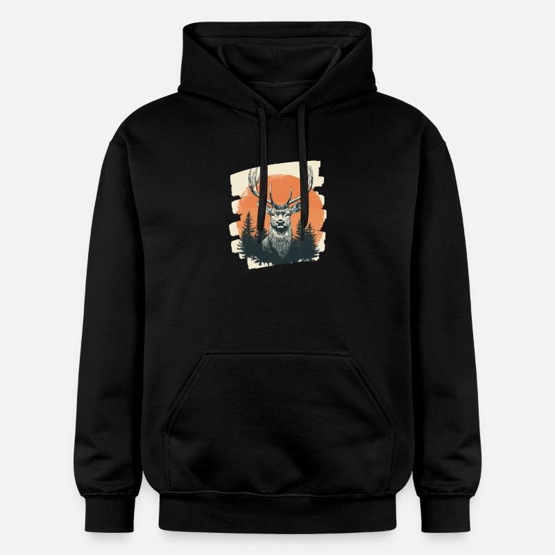 Hirsch mit Geweih - Gildan Unisex Softstyle® Midweight Hoodie - Schwarz