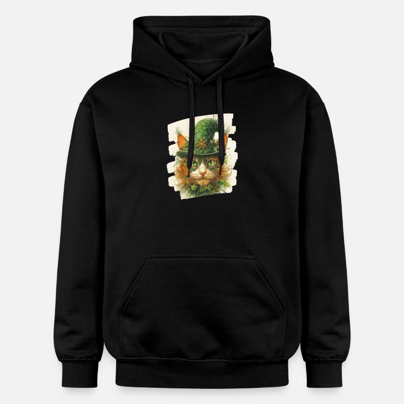 St Patricks day Katze - Gildan Unisex Softstyle® Midweight Hoodie - Schwarz
