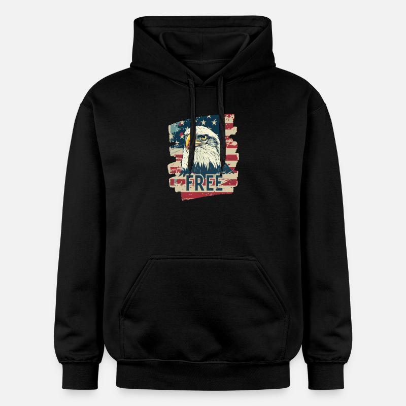Drapeau américain avec aigle - Sweat à capuche Softstyle® Gildan Unisexe - noir
