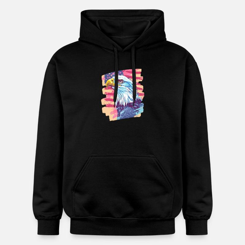 Drapeau américain avec aigle - Sweat à capuche Softstyle® Gildan Unisexe - noir