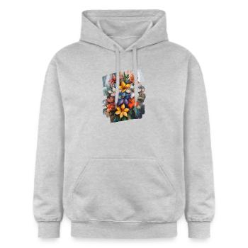 Frühling Frühlingsanfang Blume Blumen - Gildan Unisex Softstyle® Midweight Hoodie - Hellgrau meliert - Vorne - Liana (172cm) & Jaron (178cm)