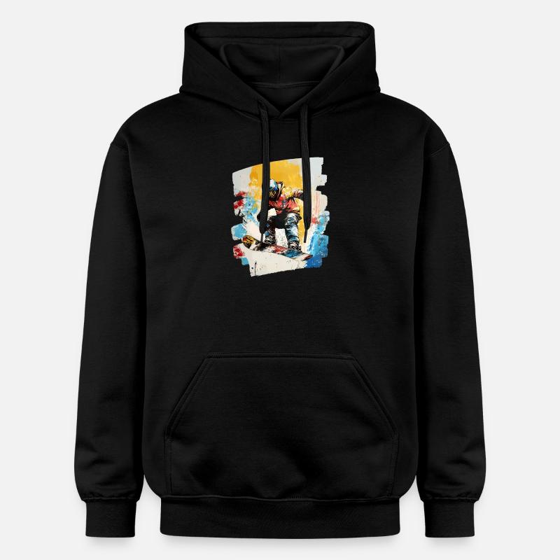 Snowboarder poudreuse - Sweat à capuche Softstyle® Gildan Unisexe - noir