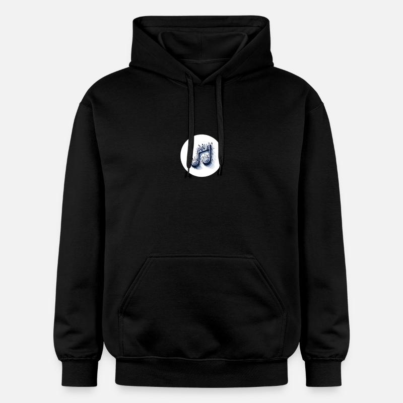 Musical notes in creative design - Gildan Unisex Softstyle® Midweight Hoodie - black