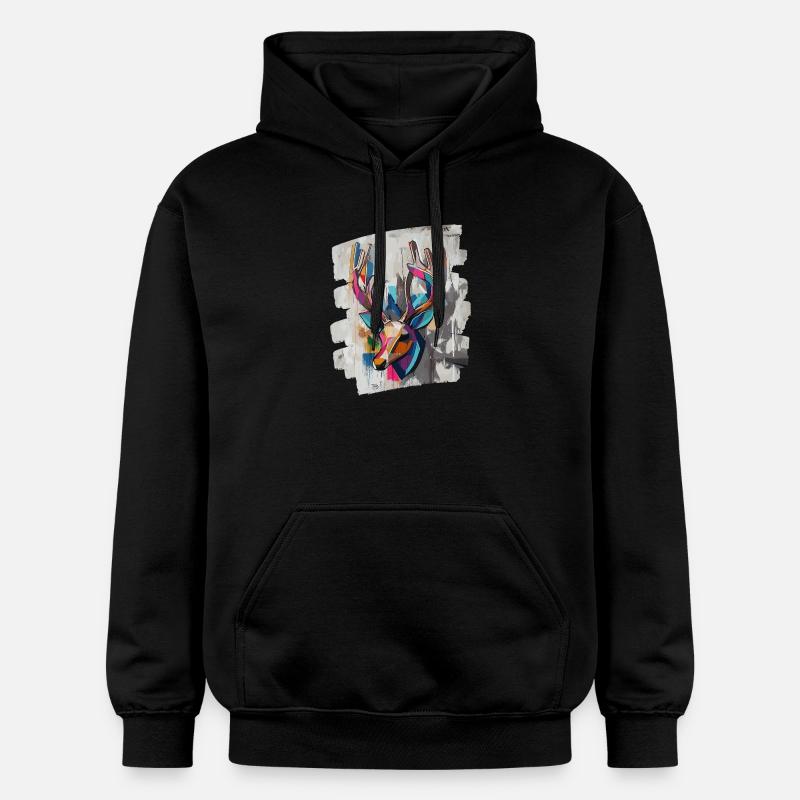 Cerf avec bois - Sweat à capuche Softstyle® Gildan Unisexe - noir