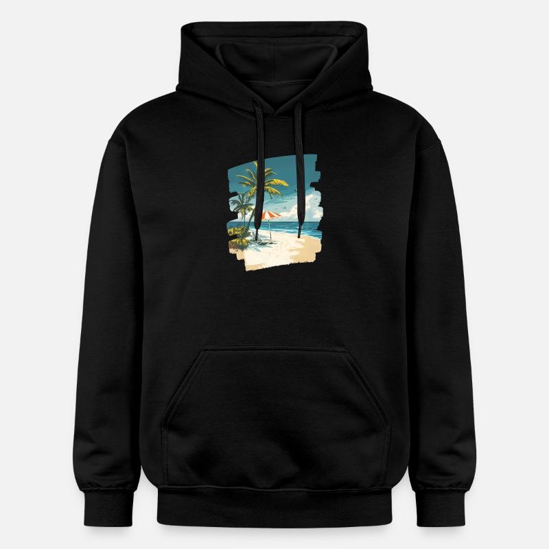 Plage Palmiers Soleil Été - Sweat à capuche Softstyle® Gildan Unisexe - noir
