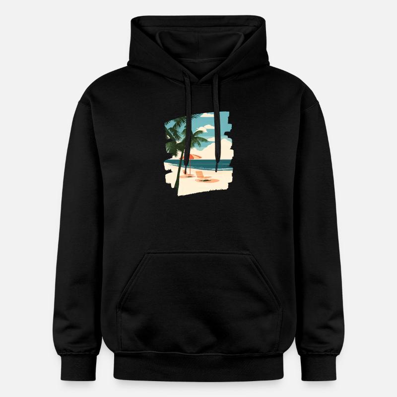 Plage Palmiers Soleil Été - Sweat à capuche Softstyle® Gildan Unisexe - noir