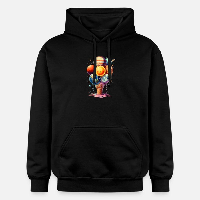 Eiscreme Planeten Waffeleis Sonnensystem - Gildan Unisex Softstyle® Midweight Hoodie - Schwarz