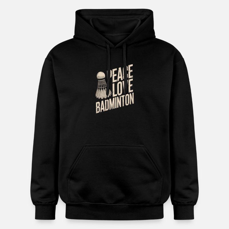 Conception de badminton Peace Love - Sweat à capuche Softstyle® Gildan Unisexe - noir