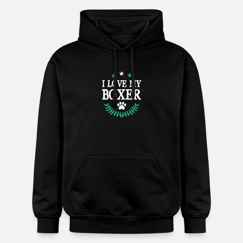J’adore mon Boxer - Sweat à capuche Softstyle® Gildan Unisexe - noir