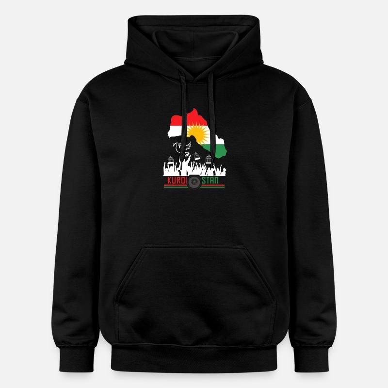 Drapeaux kurdes avec Kurdistan Kurde - Sweat à capuche Softstyle® Gildan Unisexe - noir