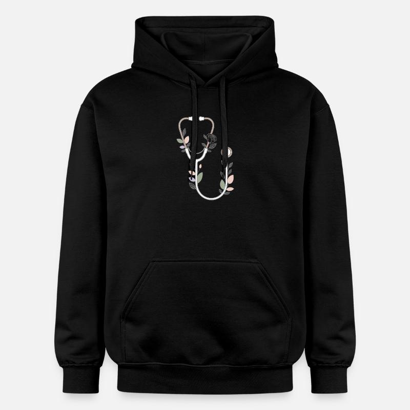 Conception de stéthoscope floral - Sweat à capuche Softstyle® Gildan Unisexe - noir