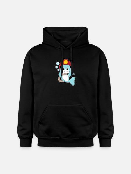 Dolphin fireman fire hose fire department - Gildan Unisex Softstyle® Midweight Hoodie - black