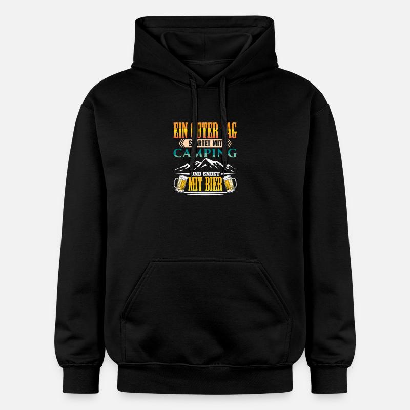 Camper Camping Wohnwagen Spruch - Gildan Unisex Softstyle® Midweight Hoodie - Schwarz