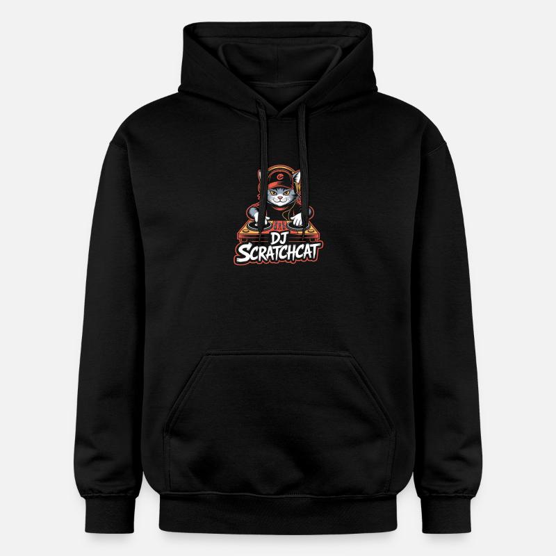 DJ Scratchcat Cat DJ Turntable Club - Sweat à capuche Softstyle® Gildan Unisexe - noir