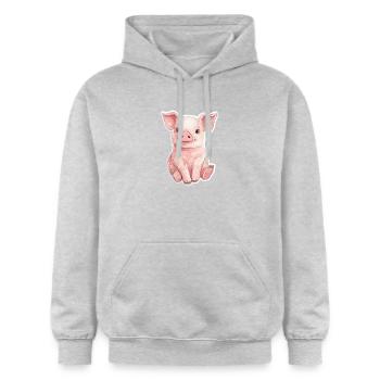 Porc Porcelet - Sweat à capuche Softstyle® Gildan Unisexe - gris clair chiné - Devant - Liana (172cm) & Jaron (178cm)