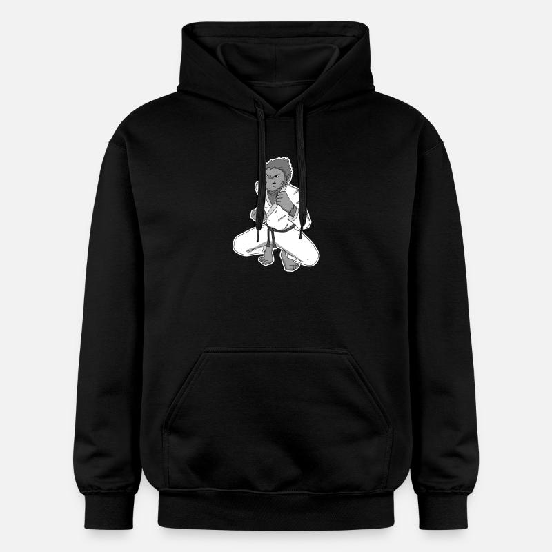 Strong monkey doing karate - Gildan Unisex Softstyle® Midweight Hoodie - black