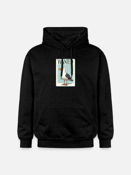 Wanted Seagull with Fries - Gildan Unisex Softstyle® Midweight Hoodie - black