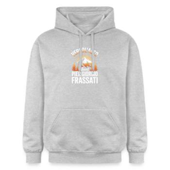 Verso L Alto Saint Pier Giorgio Frassati - Sweat à capuche Softstyle® Gildan Unisexe - gris clair chiné - Devant - Liana (172cm) & Jaron (178cm)