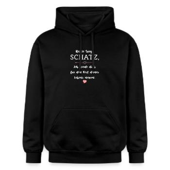 Humor Spruch Beziehung Ehe Partnerschaft - Gildan Unisex Softstyle® Midweight Hoodie - Schwarz - Vorne - Marisol (170cm) & Nik (191cm)