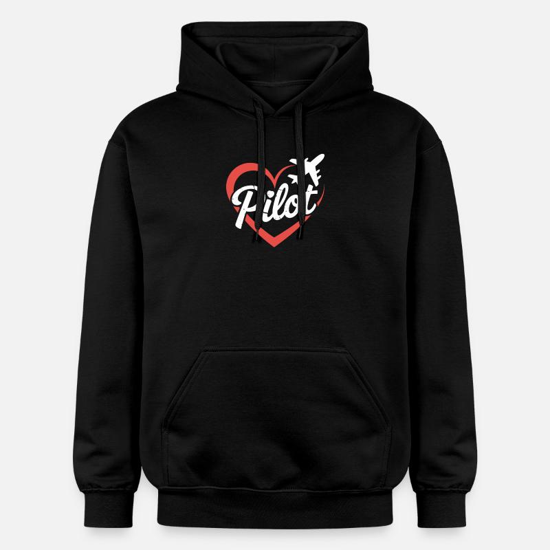 Herz und Flugzeug Pilot Design - Gildan Unisex Softstyle® Midweight Hoodie - Schwarz