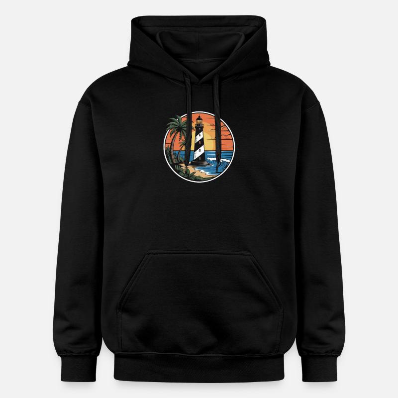 Phare et coucher de soleil - Sweat à capuche Softstyle® Gildan Unisexe - noir