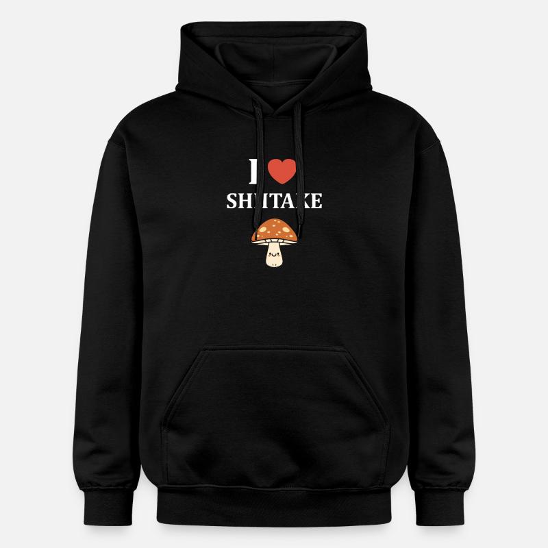 J’aime Shiitake champignon kawaii - Sweat à capuche Softstyle® Gildan Unisexe - noir