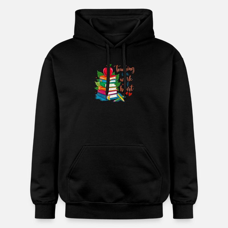Lehrerin Bokstack und Hjärta - Gildan Unisex Softstyle® Midweight Hoodie - Schwarz