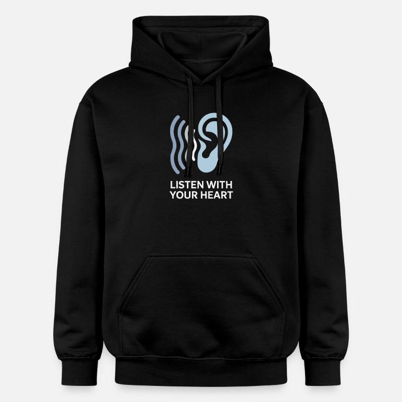 Écoutez avec votre cœur - Sweat à capuche Softstyle® Gildan Unisexe - noir