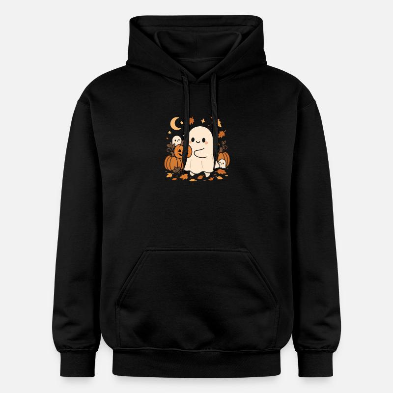 Fantôme d’Halloween avec des citrouilles - Sweat à capuche Softstyle® Gildan Unisexe - noir