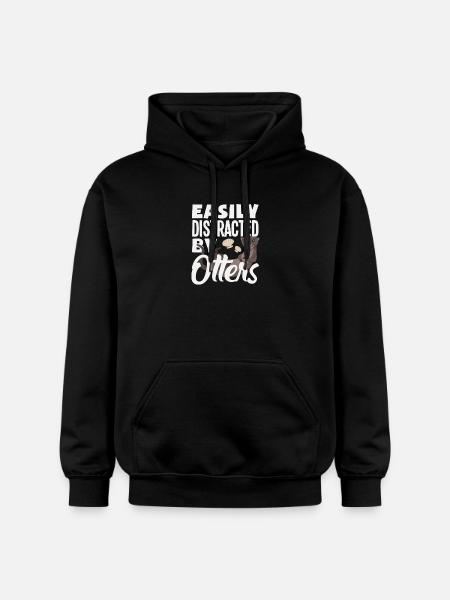 Easily distracted by sea otter cartoon - Gildan Unisex Softstyle® Midweight Hoodie - black