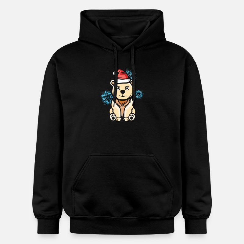 Weihnachts Eisbär mit Schneeflocken - Gildan Unisex Softstyle® Midweight Hoodie - Schwarz