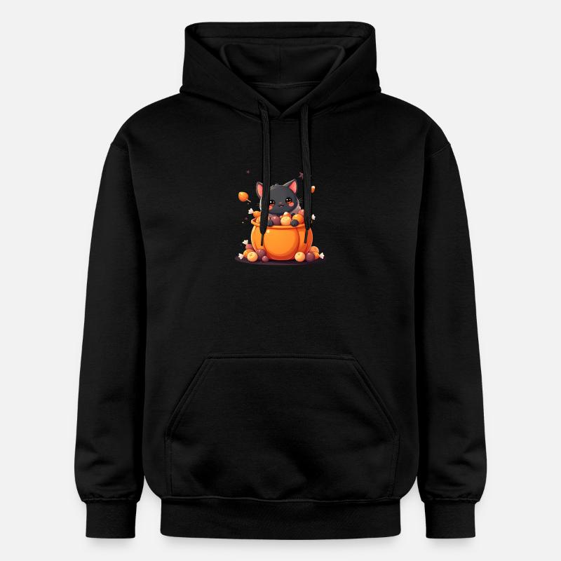 Chat d’Halloween avec citrouille d’Halloween - Sweat à capuche Softstyle® Gildan Unisexe - noir