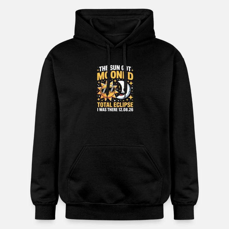 Sun Moon Total Eclipse Saying - Gildan Unisex Softstyle® Midweight Hoodie - black