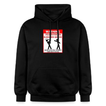 Avertissement sécurité t - Sweat à capuche Softstyle® Gildan Unisexe - noir - Devant - Marisol (170cm) & Nik (191cm)