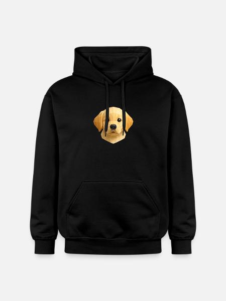 Cute Golden Retriever Puppy – Polygon Dog Design - Gildan Unisex Softstyle® Midweight Hoodie - black