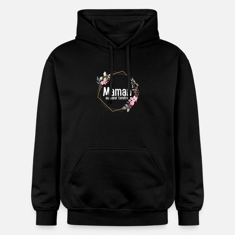 Maman au cœur tendre - Sweat à capuche Softstyle® Gildan Unisexe - noir