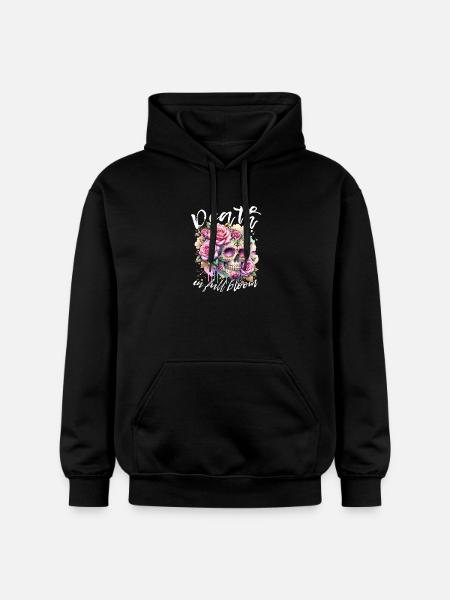 Flowers Skull Beauty Bloom - Gildan Unisex Softstyle® Midweight Hoodie - black