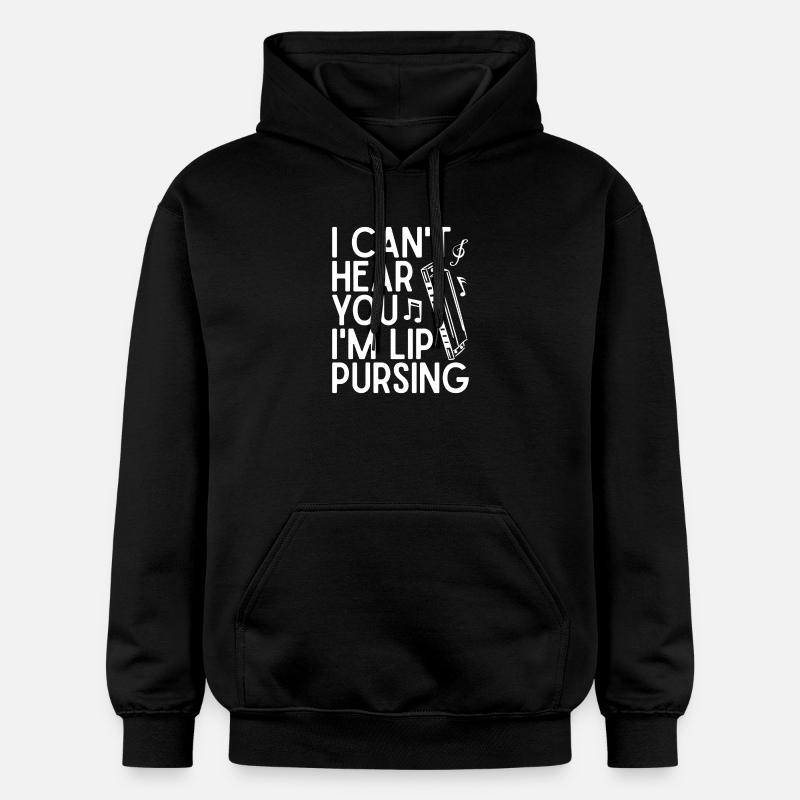 Harmonica Musican Lip Pursing Harmonica - Gildan Unisex Softstyle® Midweight Hoodie - black